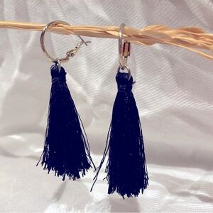 *3 for $20* Black Tassel with Gold-toned Hoop Earrings, Secure Omega Closures